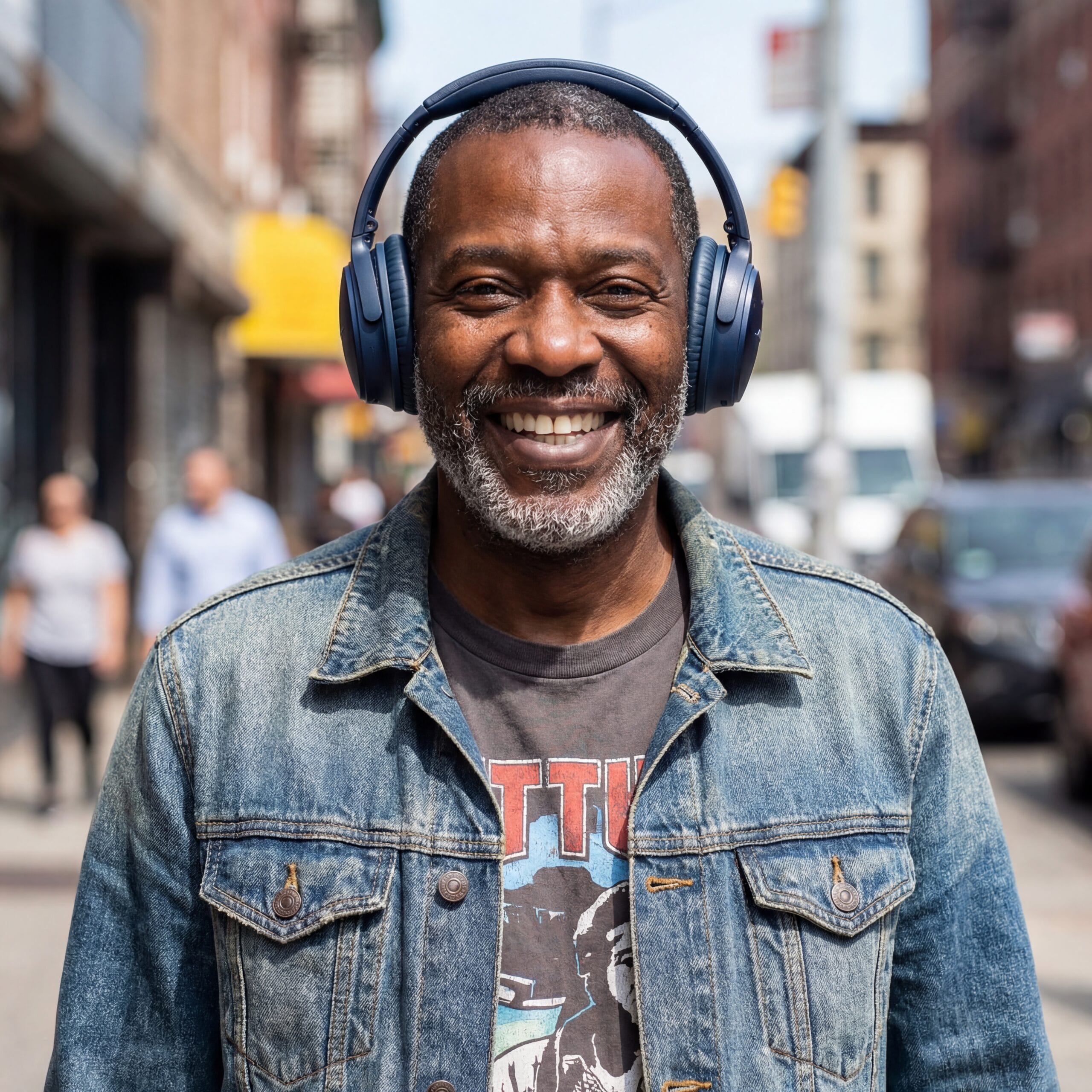 Black Man Wearing Headphones - Enno Momentum Black Man Wearing Headphones