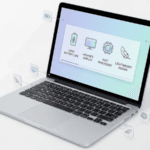 Laptop showing details with white background